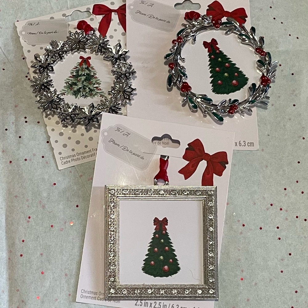 Set of 3 Picture Frame Metal Ornaments